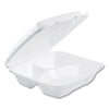 Dart® Insulated Foam Hinged Lid Containers, 3 Compartments, 9.01 x 9.4 x 3.1, White, 200/Carton Takeout Food Containers - Office Ready