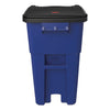 Rubbermaid® Commercial Square Brute® Rollout Container, 50 gal, Molded Plastic, Blue Outdoor All-Purpose Waste Bins - Office Ready