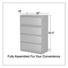 Alera® Lateral File, 4 Legal/Letter-Size File Drawers, Light Gray, 36" x 18.63" x 52.5" Lateral File Cabinets - Office Ready