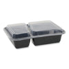 Pactiv Evergreen Newspring® VERSAtainer® Microwavable Containers, Rectangular, 2 Compartments, 30 oz, Black/Clear, Plastic, 150/Carton Takeout Food Containers - Office Ready