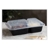 Pactiv Evergreen Newspring® VERSAtainer® Microwavable Containers, Rectangular, 2 Compartments, 30 oz, Black/Clear, Plastic, 150/Carton Takeout Food Containers - Office Ready