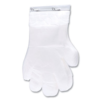 Inteplast Group Reddi-to-Go™ Poly Gloves on Wicket, One Size, Clear, 8,000/Carton Disposable Work Gloves, Polyethylene - Office Ready