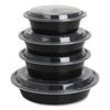 GEN Microwavable Food Container with Lid, Round, 32 oz, 7.28 x 7.28 x 2.55, Black/Clear, Plastic, 150/Carton Takeout Food Containers - Office Ready