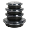 GEN Microwavable Food Container with Lid, Round, 16 oz, 6.29 x 6.29 x 1.96, Black/Clear, Plastic, 150/Carton Takeout Food Containers - Office Ready