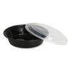 GEN Microwavable Food Container with Lid, Round, 48 oz, 8.85 x 8.85 x 2.24, Black/Clear, Plastic, 150/Carton Takeout Food Containers - Office Ready