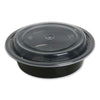 GEN Microwavable Food Container with Lid, Round, 16 oz, 6.29 x 6.29 x 1.96, Black/Clear, Plastic, 150/Carton Takeout Food Containers - Office Ready