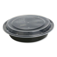 GEN Microwavable Food Container with Lid, Round, 48 oz, 8.85 x 8.85 x 2.24, Black/Clear, Plastic, 150/Carton Takeout Food Containers - Office Ready