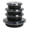 GEN Microwavable Food Container with Lid, Round, 48 oz, 8.85 x 8.85 x 2.24, Black/Clear, Plastic, 150/Carton Takeout Food Containers - Office Ready