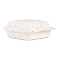 Dart® Hinged Lid Containers, 8.25 x 8 x 3, White, Plastic, 150/Carton Takeout Food Containers - Office Ready