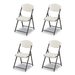 Iceberg Rough n Ready Commercial Folding Chair, Supports Up to 350lb, 18" Seat Height, Platinum Granite Seat/Back, Black Base, 4/Pack