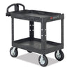 Rubbermaid® Commercial BRUTE® Heavy-Duty Utility Cart, Plastic, 2 Shelves, 500 lb Capacity, 17.13" x 38.5" x 38.88", Black Maintenance/Utility Carts - Office Ready