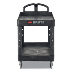 Rubbermaid® Commercial BRUTE® Heavy-Duty Utility Cart, Plastic, 2 Shelves, 500 lb Capacity, 17.13" x 38.5" x 38.88", Black