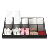 Mind Reader Network Collection 11-Compartment Coffee Cup and Condiment Countertop Organizer, 9.5 x 17.88 x 6.63, Black Coffee Condiment Stations - Office Ready