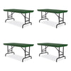 Correll® Commercial Height Adjustable Plastic Folding Tables, Rectangular, 48" x 24" x 22" to 32", Green Top, Black Legs, 4/Pallet Multiuse Folding & Nesting Tables - Office Ready