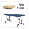 Correll® Commercial Height Adjustable Plastic Folding Tables, Rectangular, 48" x 24" x 22" to 32", Blue Top, Black Legs, 4/Pallet Multiuse Folding & Nesting Tables - Office Ready