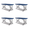 Correll® Commercial Height Adjustable Plastic Folding Tables, Rectangular, 48" x 24" x 22" to 32", Blue Top, Black Legs, 4/Pallet Multiuse Folding & Nesting Tables - Office Ready