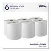 Kleenex® Hard Roll Paper Towels with Premium Absorbency Pockets with Colored Core, Gray Core, 1-Ply, 7.5" x 700 ft, White, 6 Rolls/CT Hardwound Paper Towel Rolls - Office Ready