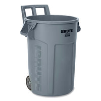 Rubbermaid® Commercial Vented Wheeled Brute® Container, 32 gal, Plastic, Gray Indoor/Outdoor All-Purpose Waste Bins - Office Ready