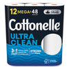 Cottonelle® Ultra CleanCare Toilet Paper, Strong Bath Tissue, Strong Tissue, Mega Rolls, Septic Safe, 1-Ply, White, 284/Roll, 12 Rolls/Pack, 48 Rolls/Carton High Capacity Roll Bath Tissues - Office Ready