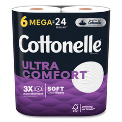 Cottonelle® Ultra ComfortCare Toilet Paper, Soft Bath Tissue, Soft Tissue, Mega Rolls, Septic Safe, 2-Ply, White, 284/Roll, 6 Rolls/Pack, 36 Rolls/Carton