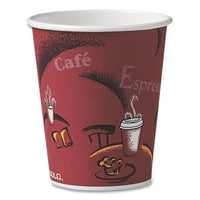 SOLO® Paper Hot Drink Cups in Bistro® Design, 10 oz, Maroon, 50/Pack Hot Drink Cups - Office Ready