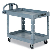 Rubbermaid® Commercial BRUTE Heavy-Duty Ergo Handle Utility Cart, Plastic, Two Shelves, 500 lb Capacity, 25.5