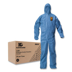 KleenGuard™ A20 Breathable Particle Protection Coveralls, Zip Front, Hood, Elastic Back, Wrists, Ankles, 4X-Large, Blue, 20/Carton