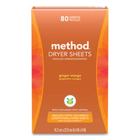 Method® Dryer Sheets, Ginger Mango, 80/Box, 6 Boxes/Carton Fabric Softener/Antistatic Sheets - Office Ready