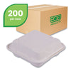Eco-Products® Vanguard Renewable and Compostable Sugarcane Clamshells, 3 Compartments, 8 x 8 x 3, White, 200/Carton Takeout Food Containers - Office Ready