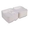 Eco-Products® Vanguard Renewable and Compostable Sugarcane Clamshells, 3 Compartments, 8 x 8 x 3, White, 200/Carton Takeout Food Containers - Office Ready