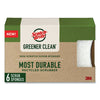 Scotch-Brite® Greener Clean Non-Scratch Scrub Sponge, 2.6 x 3.3, 0.7" Thick, White, 6/Pack Scrub Sponges - Office Ready