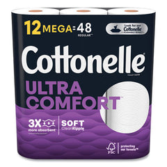 Cottonelle® Ultra ComfortCare Toilet Paper, Soft Bath Tissue, Soft Tissue, Mega Rolls, Septic Safe, 2-Ply, White, 284/Roll, 12 Rolls/Pack, 48 Rolls/Carton