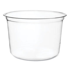 Vegware™ Round Deli Pots, Compostable, 16 oz, 4.6 Diameter x 3" h, Clear, Plastic, 500/Carton