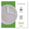 Eco-Products® Vanguard Renewable and Compostable Sugarcane Plates, 3-Compartment Plate, 10" dia, White, 500/Carton Plates - Office Ready