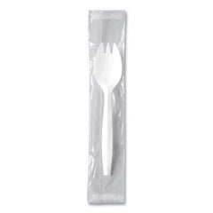 SOLO® Regal™ Mediumweight Cutlery, Individually Wrapped, Spork, Plastic, White, 1,000/Carton