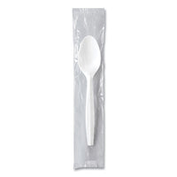 SOLO® Regal™ Mediumweight Cutlery, Individually Wrapped, Spoon, Plastic, White, 1,000/Carton Disposable Teaspoons - Office Ready