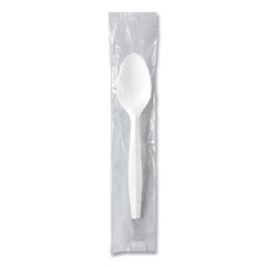 SOLO® Regal™ Mediumweight Cutlery, Individually Wrapped, Spoon, Plastic, White, 1,000/Carton