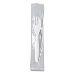 SOLO® Regal™ Mediumweight Cutlery, Individually Wrapped, Fork, Plastic, White, 1,000/Carton