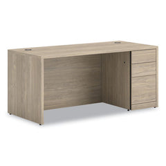 HON® 10500 Series™ Single Pedestal Desk, Right Pedestal: Box/Box/File, 66" x 30" x 29.5", Kingswood Walnut