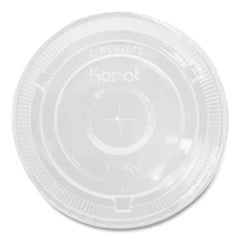 Karat® PET Lids, Flat with Straw Slot, Fits 12 oz to 24 oz Cold Cups, Plastic, Clear, 1,000/Carton