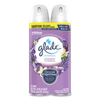 Glade® Air Freshener, Lavender & Vanilla, Scent, 8.3 oz Aerosol Spray, 2/Pack, 3 Packs/Carton Aerosol Spray Air Freshener/Odor Eliminators - Office Ready