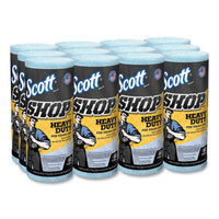 Scott® Shop Towels, Heavy Duty, Heavy Duty, 1-Ply, 10.4 x 11, Blue, 12 Rolls/Carton Shop Towels and Rags - Office Ready