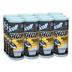 Scott® Shop Towels, Heavy Duty, Heavy Duty, 1-Ply, 10.4 x 11, Blue, 12 Rolls/Carton