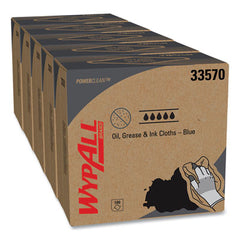 WypAll® Power Clean Oil, Grease & Ink Cloths, Grease and Ink Cloths, POP-UP Box, 8.8 x 16.8, Blue, 100/Box, 5/Carton