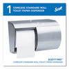 Scott® Pro Coreless SRB Tissue Dispenser, 10.13 x 6.4 x 7, Stainless Steel Coreless Standard Roll, Twin Toilet Paper Dispensers - Office Ready