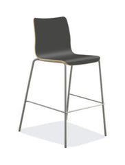 HON® Ruck™ Laminate Stool, Up to 300 lbs, 30" Seat Height, Charcoal Seat, Charcoal Back, Silver Base