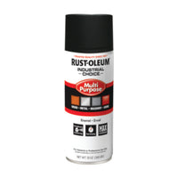 Rust-Oleum® Industrial Choice 1600 System Multi-Purpose Enamel Spray Paint, Ultra-Flat Black, 12 oz Aerosol Can, 6/Carton Specialty Paints & Primers - Office Ready