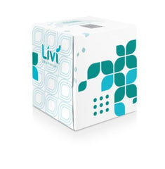 Livi® Ultra Premium Facial Tissue, 2-Ply, White, Cube Box, 80 Sheets/Box, 4 Boxes/Pack, 6 Packs/Carton