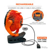 ergodyne® Chill-Its 6090 Rechargeable Portable Jobsite Fan, 9.5, Orange/Black USB Desktop Fans - Office Ready