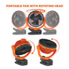 ergodyne® Chill-Its 6090 Rechargeable Portable Jobsite Fan, 9.5, Orange/Black USB Desktop Fans - Office Ready